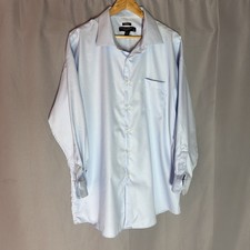Pronto Uomo Men Size 19 34/35 Executive Fit Dress Shirt Cotton Non-Iron Blue