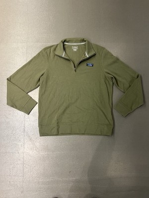 L.L.Bean Men s Green 1/4 Zip Mock Neck Pullover Long Sleeve M Regular Fit
