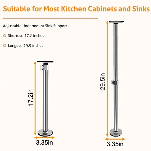 2PCS Undermount Sink Brackets,Undermount Sink Mounting Brackets,Stainless Steel - Picture 3 of 5