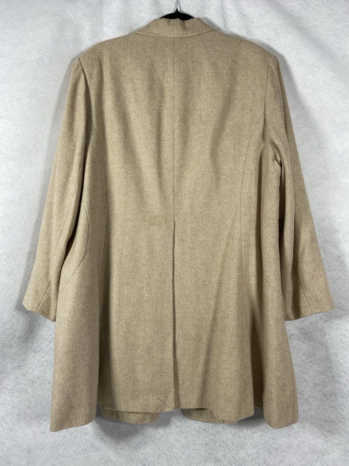 Traje pantalón Signature By Larry Levine 2 piezas para mujer 22W beige largo blazer mezcla de lana Foto 4 de 4