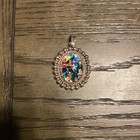 DMR Signed 925 Sterling Silver Oval Pendant Charm, Multicolor Inlay 1970 — photo 4