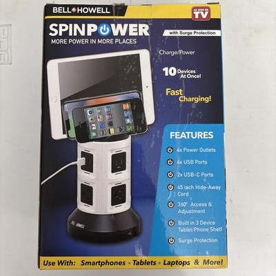 Bell + Howell 4-Outlets / 6 USB Spin Power - The Ultimate Smart Charging Station