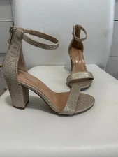 Gold Sparkling Strappy Woman’s Heels Size 5 by Top Moda