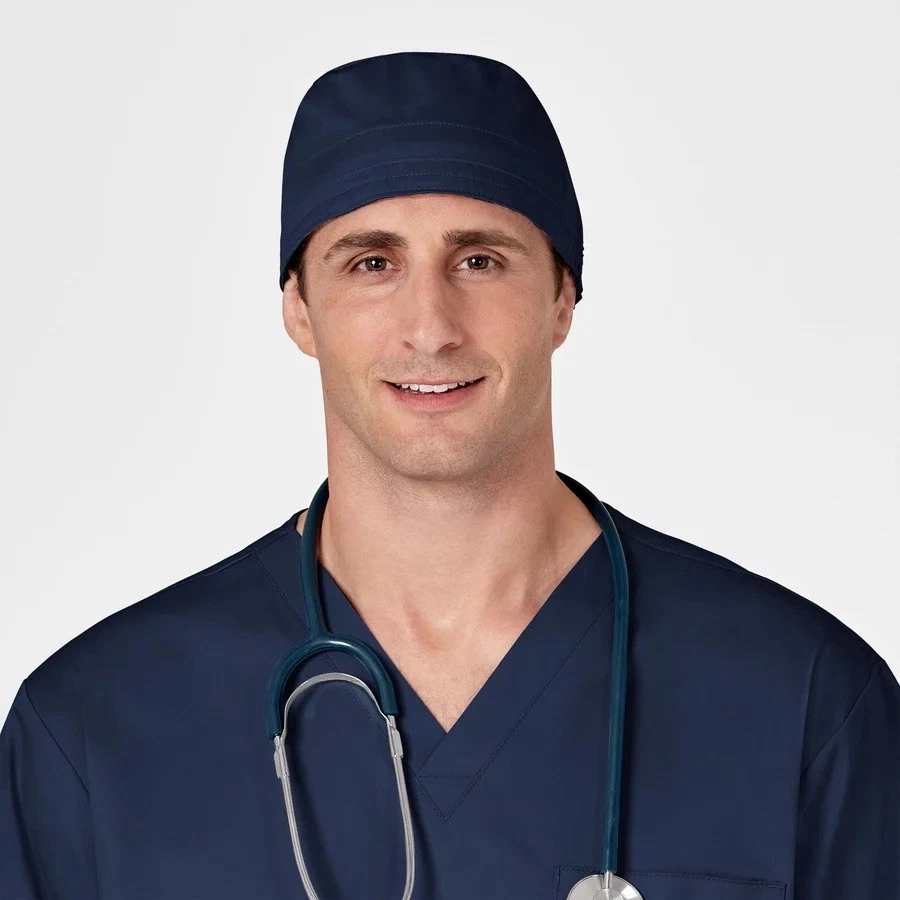 Wonder Work Tie Back Scrub Cap Men Or Women Flexible Fit Motion Stretch-Navy - Image 4 of 4