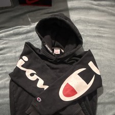 Champion Supreme Black Logo Fleece Pullover Hoodie Men  s Hooded Cotton