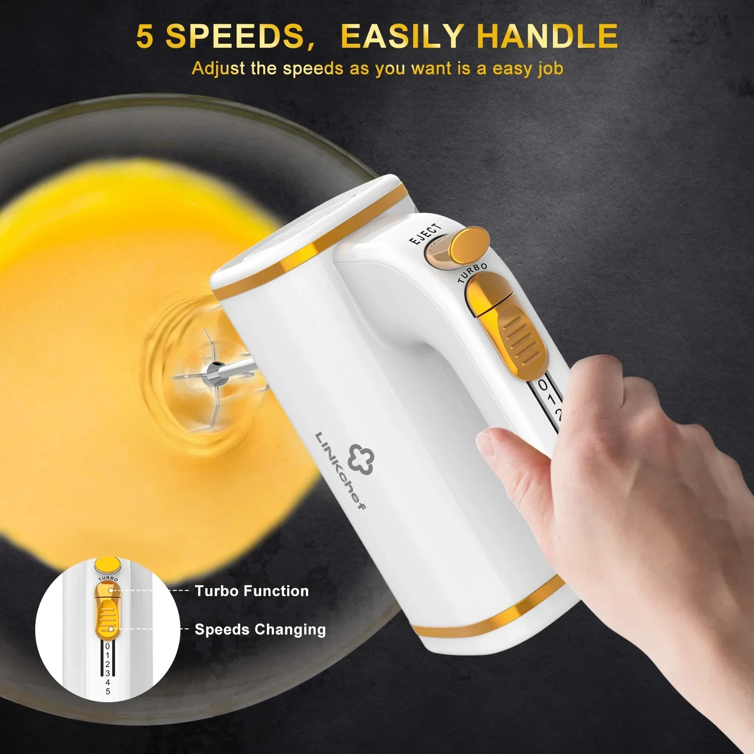 Electric Hand Mixer, 5 Speed Turbo Electric Mixer, Mixers fo