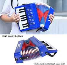 LIEKE Kids Accordion 17 Piano Keys 8 Bass Button Mini Accordian Toy Instrument