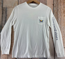 Vineyard Vines Youth Girls M 12  14 Long Sleeve Soccer Whale Pocket T-Shirt White