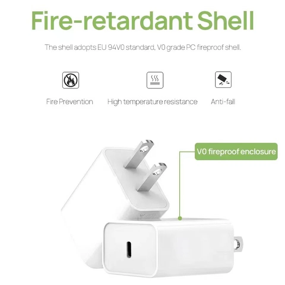 Cargador rápido 20W PD adaptador de corriente para iPhone 16/15/14/13/12/11/XR/iPad/8 tipo C Foto 2 de 4