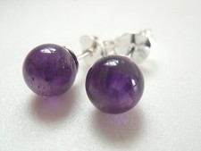 Amethyst Stud Earrings 925 Sterling Silver Purple Round 5.5 mm