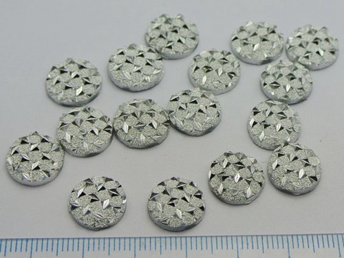 200 Silver Flatback Acrylic Glitter Round Rhinestone Cabochons 12mm - Picture 6 of 6