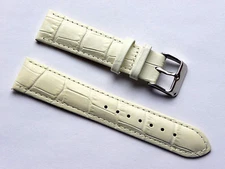 Replacement High Quality Lug 22mm White Genuine Leather Alligator Grain Strap