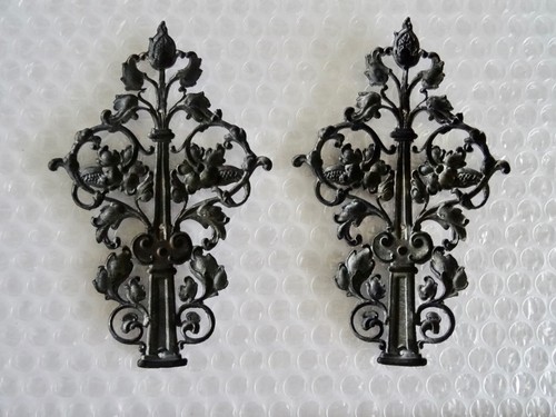 aNTIQUE SALVAGE FURNITURE ESCUTCHEON METAL FLORAL CLASSICAL ART NOUVEAU neocurio - Picture 5 of 11