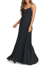  Show Me Your Mumu E5210 Godshaw Chiffon Gown, Size Large - Black
