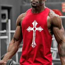 Men's Tank Tops Bodybuilding Muscle T Shirt Sleeveless Gym Training Workout Vest