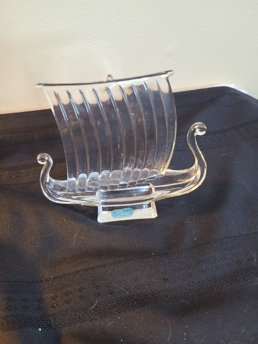 Viking Ship Longboat Art Glass J G Durand Crystal D Arques France