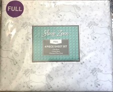 NEW Sleep Zone 4-Piece Polyester FULL Sheet Set, Unicorns Stars