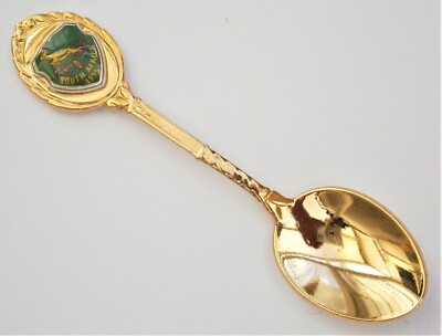 ST150) Vintage Südafrika Antilope goldfarben Sammler Souvenir kleiner Löffel