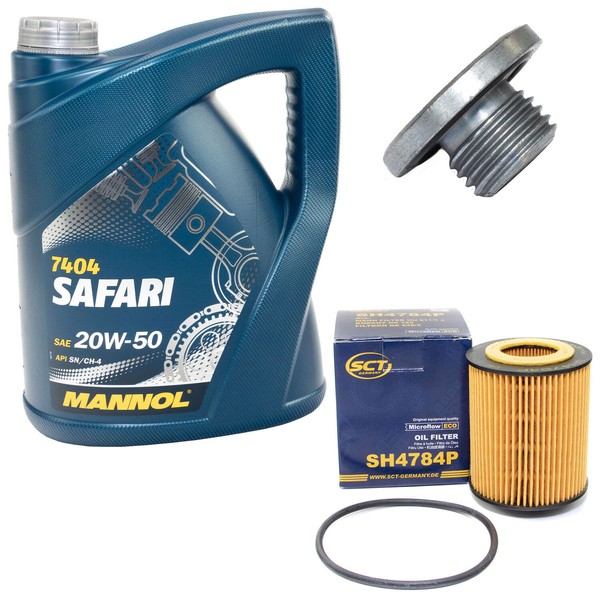 MotoröL Set 20W-50 5 Liter + ÖLfilter Sh 4784 P + Schraube FüR Opel Omega Vectra-image