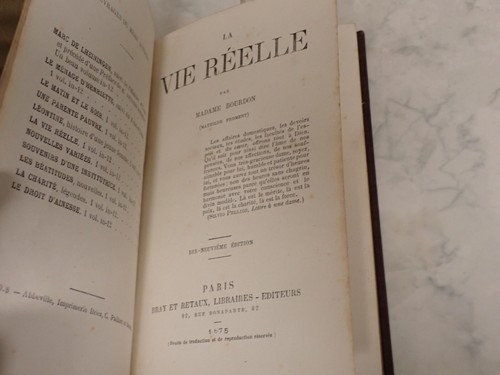 La Vie Reelle Par Madame Bourdon. Paris 1875. French Language 1/4 Leather - Picture 4 of 5