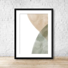 Beige Green Modern Abstract Wall Art Print Picture 1 Or Set Of 3