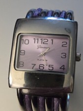 Ladies Fashion Watch Casual Silver and Purple Band New Battery