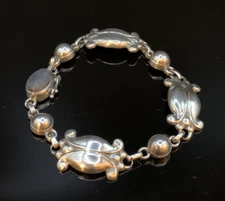 Georg Jensen Denmark Moonlight Blossom No 11 Bracelet Sterling Silver 7" J625