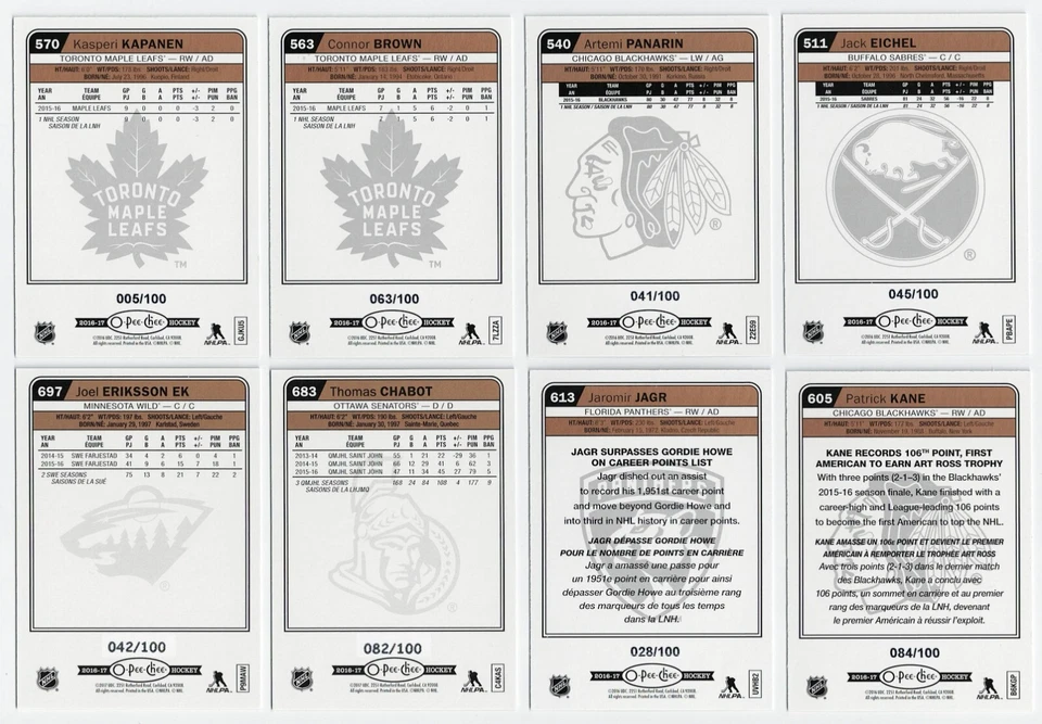 2016-17 O-Pee-Chee OPC Black Rainbow Foil #/100 Pick From List #501 to 710 - Image 2 of 2