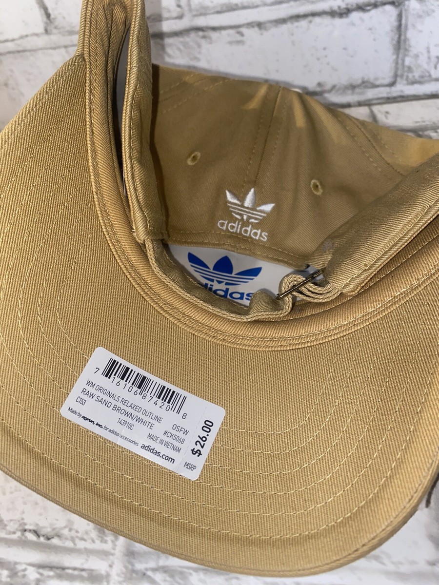 adidas Cap WM Originals Relaxed Outline Raw Sand Brown/White | eBay