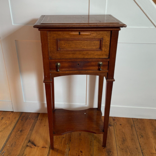 Mesa auxiliar de madera antigua vintage madera mesita de noche planta soporte cajón bloqueable