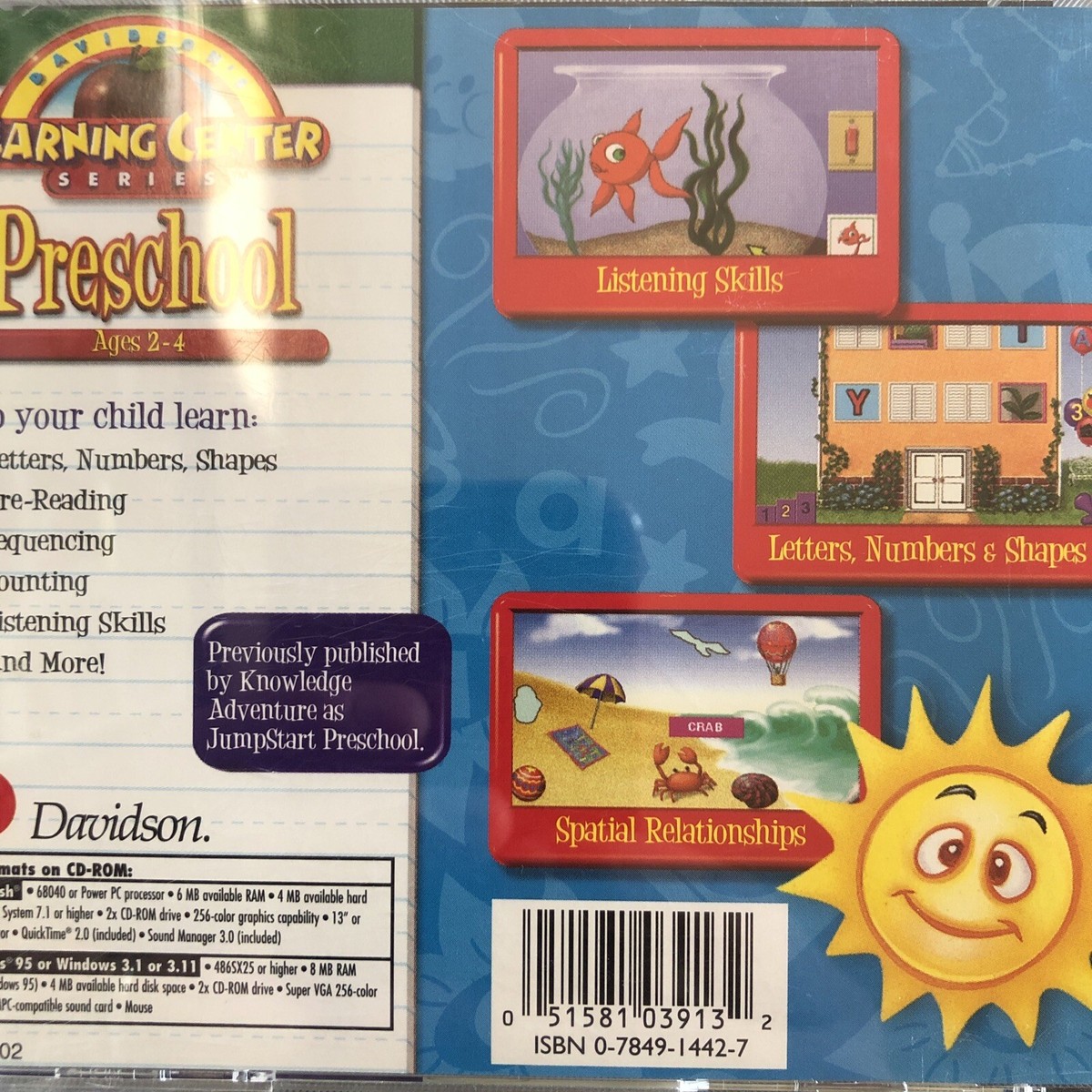 Davidson Learning Center Series Preschool Cd Rom Ages 2-4 | eBay