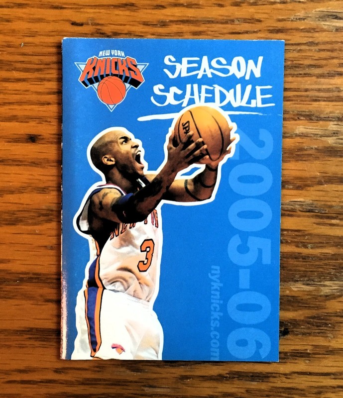 NEW YORK KNICKS, one pocket schedule 2005-2006, NBA, MARBURY, NY Knicks, EX