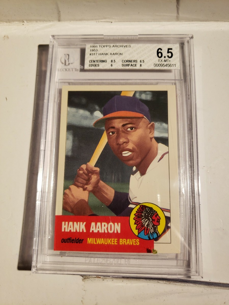 ✴arks✴ 1953 Topps Archives Hank Aaron Signed Baseball Card PSA Cert
