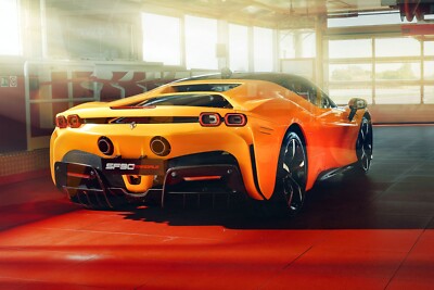 Ferrari SF90 Stradale Supercar Wall Art Giclee Canvas Print Photo (#740)