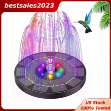 Solar Fountain Pump Bird Bath Solar Power Glass Panel 6 LED Light for Pond Decor