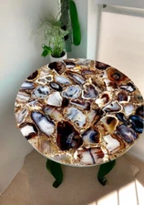 24" Elegant Agate Coffee Table Luxury Hallway Garden Living Room Hotel Table Dec
