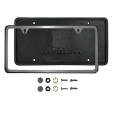 Protector trasero de silicona 2 orificios licencia delgada marco de licencia negro humo + tapa de tornillo