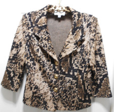 St. John Collection Gold and Brown Abstract Print Jacket Sz 10