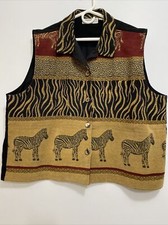 Dress Barn Safari Animal Pattern Vest Size 3x Cotton Blend Zebra Stripes