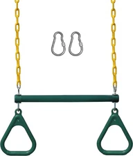 18" Trapeze Swing Bar & 48" Heavy Duty Chain with Locking Carabiners, Green