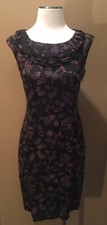 Nordstrom Classiques Entier 4 S 100% Silk Black Office Core Floral Luxe Dress