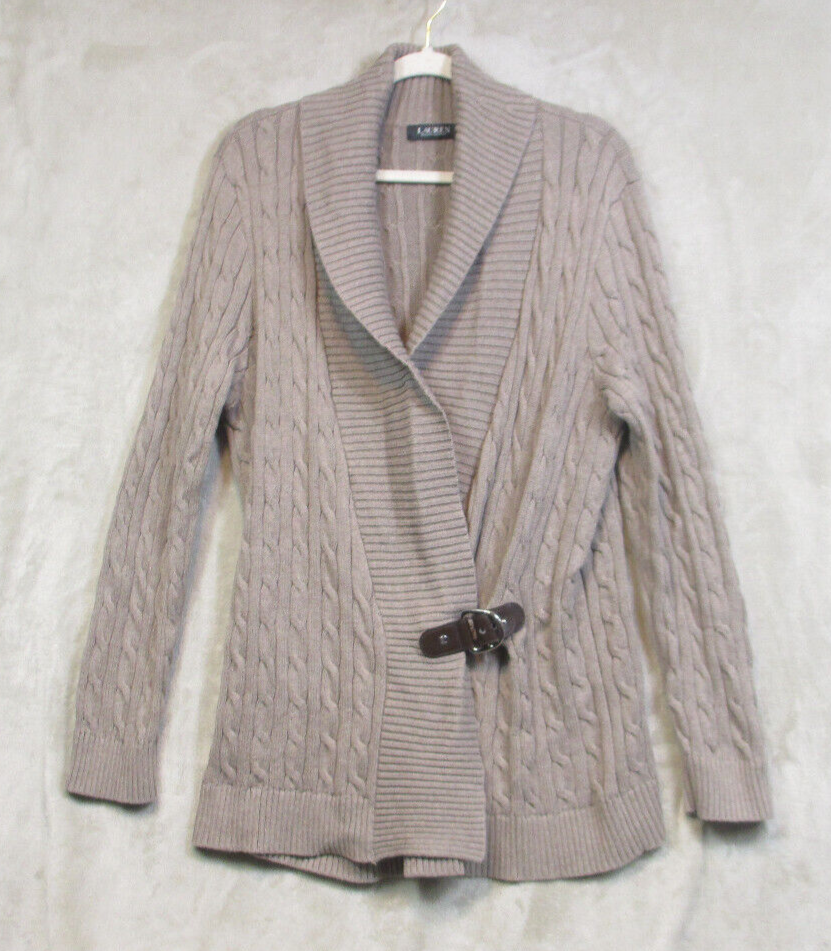 Lauren Ralph Lauren Womens Cable Knit Buckle Closure Cardigan