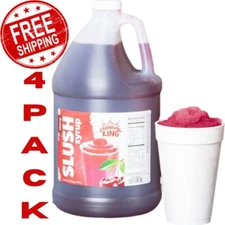 4 Pack Case Slushy Machine Syrup 1 Gallon Cherry Syrup Frozen Drink Machine Mix