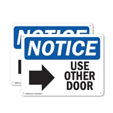 2 Pack Use Other Door Right Arrow OSHA Notice Sign Decal Metal Plastic