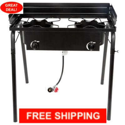 Double Burner Outdoor Range Durable Versatile Steel Wind Guard - 32'' 150,000 BTU