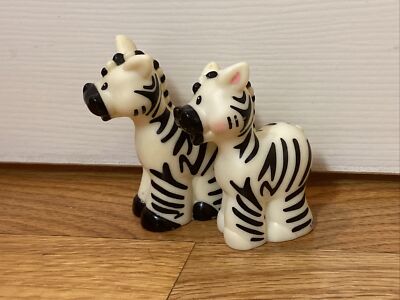MOM BABY Fisher Price Little People Animals LOT Noah Ark ZOO Train TWO BY ZEBRAS