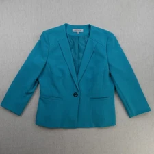 Kasper Jacket Blazer Green 10 Womens Shoulder Pads Career Lined Corporate