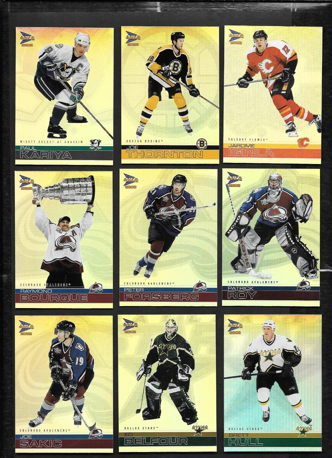 2001-02 MCDONALD’S PACIFIC PRISM GOLD NHL HOCKEY CARD & INSERT SEE LIST