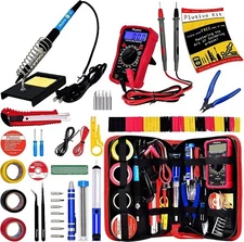 Soldering Iron Kit 60W Adjustable Temperature Digital Multimeter w/ Accessories