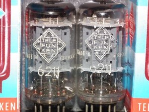 Paire De Tubes Telefunken 6211 Ribbed Plate NOS Appairés